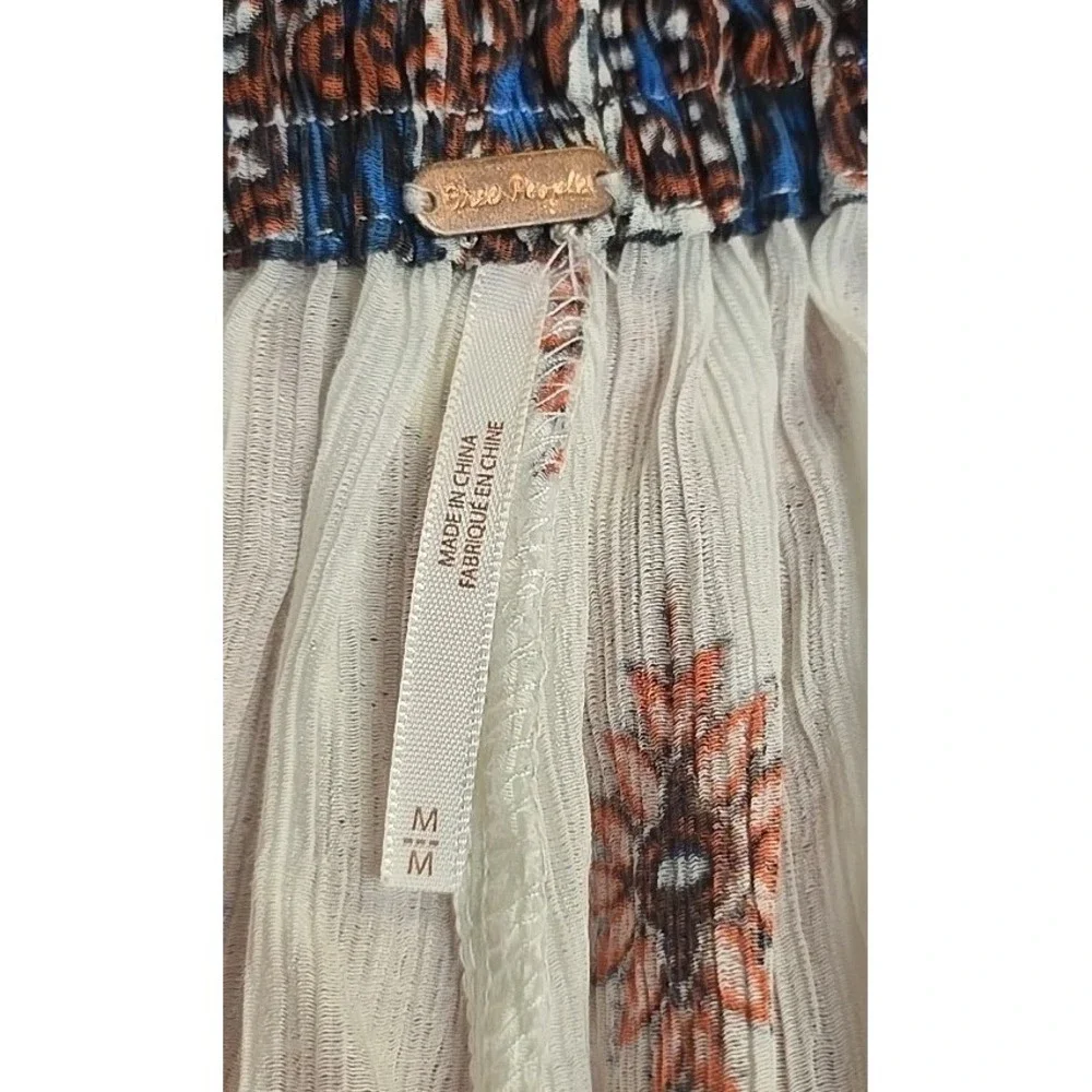 Free People Gold Dust‎ Printed Wide Leg Trousers in Ivory Combo M Cottagecore